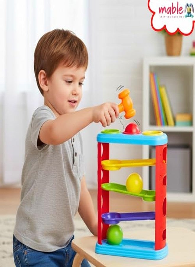 MABLE Hammer Ball Toy for Kids - Colorful Pounding Ball Drop Game with Hammer | Montessori Early Learning Activity Toy for 1-3 Year Old Boys & Girls | Motor Skills & Hand-Eye Coordination Development - Image 4